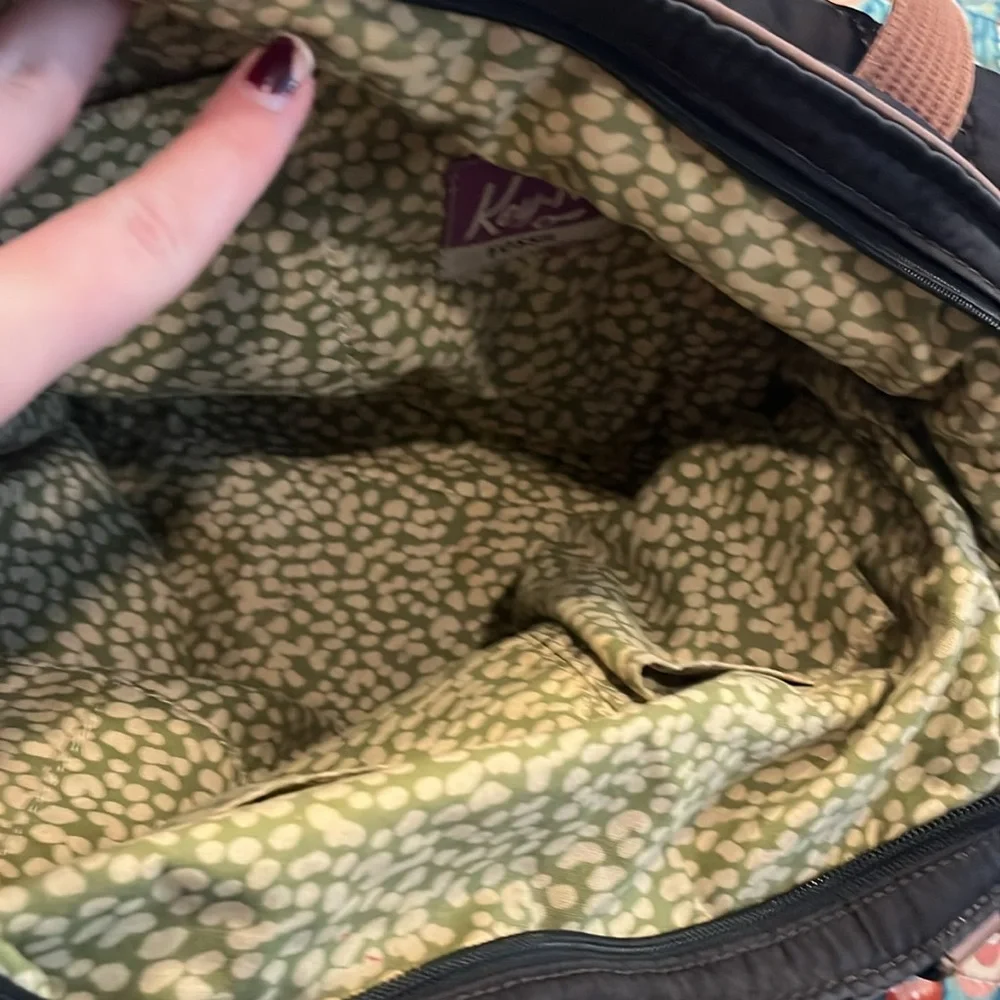 Fossil key per leather trim tote